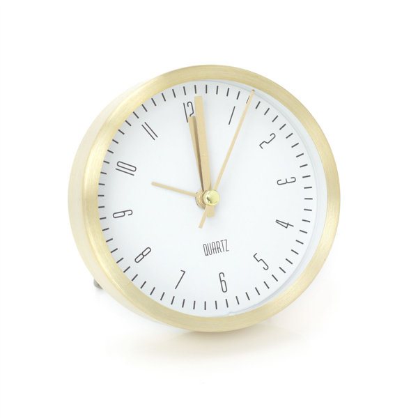 Fairmont Park Analog Metal Quartz Alarm Tabletop Clock in Gold/White